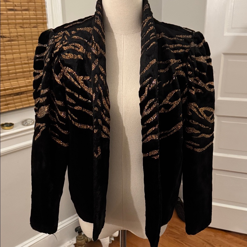 Vintage velvet jacket with rose gold glitter detail Made in France